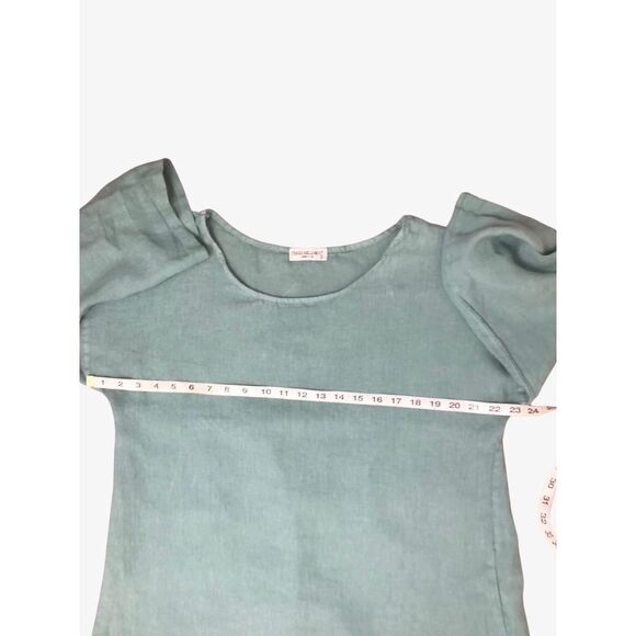 Terzo Millennio Small Linen Italy Blouse Tunic Top Long Sleeve Buttons Roll Up - Picture 7 of 14